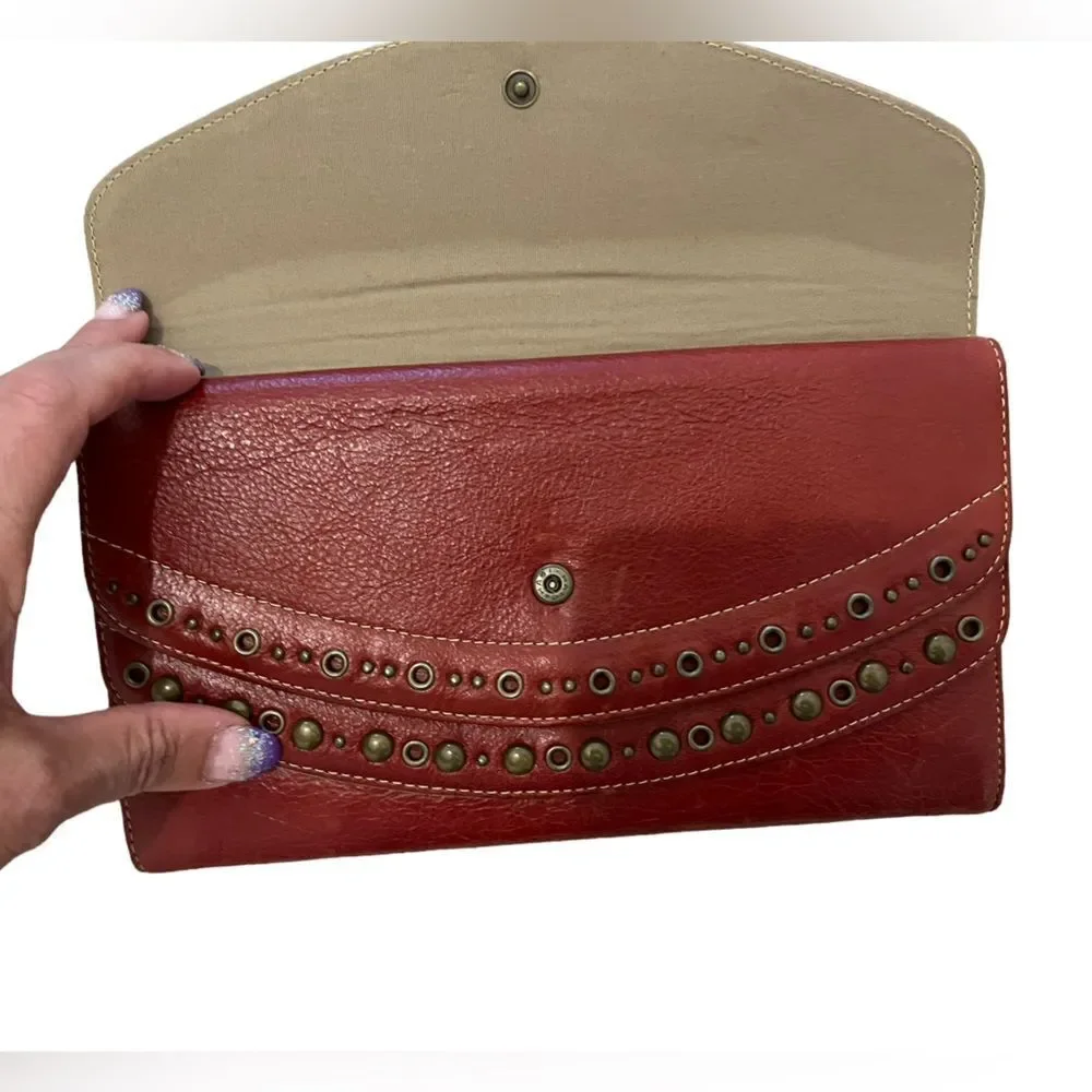 New Nordstrom red leather clutch